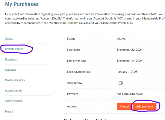 subscription - add payment